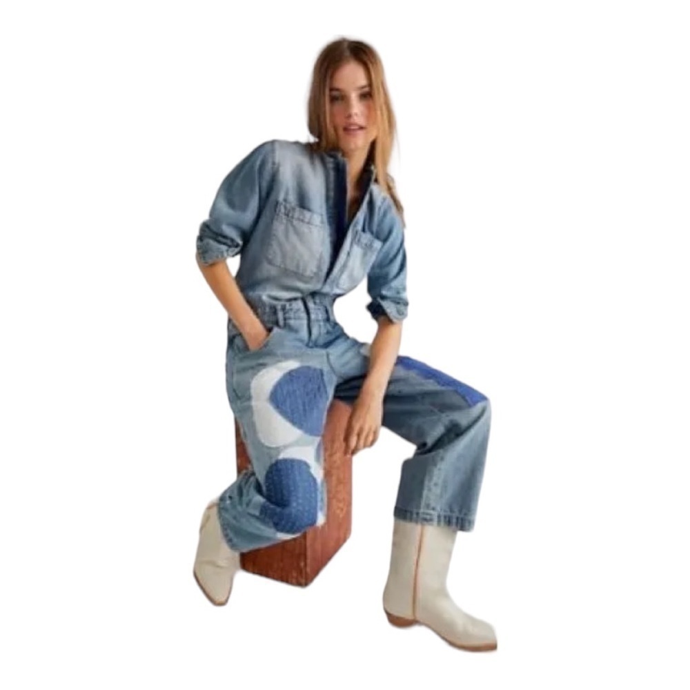 Sandrine Rose Denim Pat Jumpsuit NWT